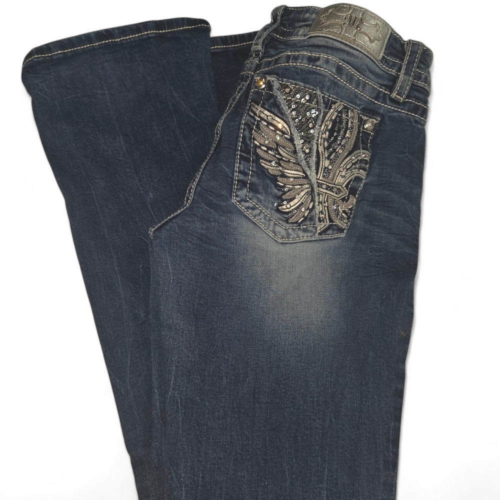 Miss Me Dark Blue Embellished Flare Jeans